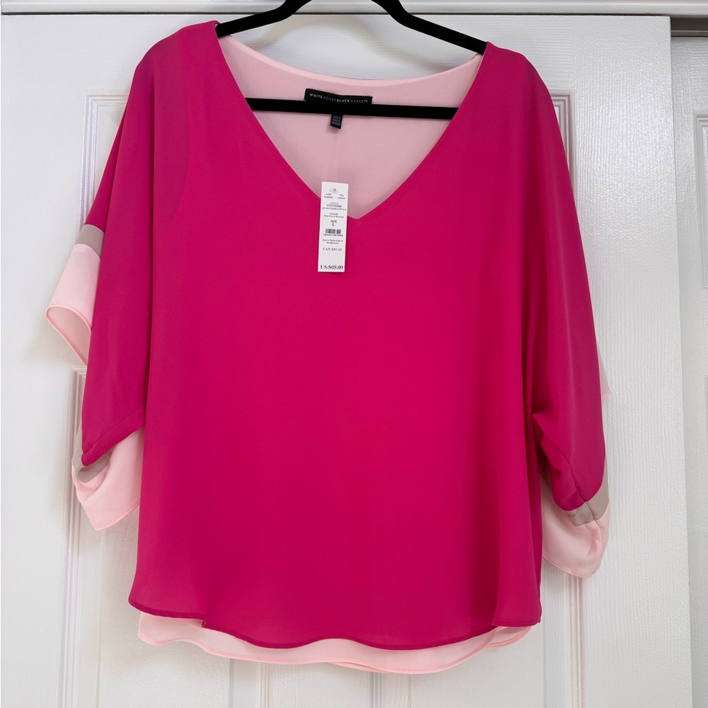 White House Black Market Fuchsia and Light Pink Blouse large!!!!